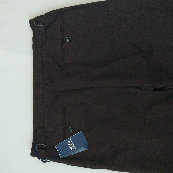 New Polo by Ralph Lauren men's 34×33 dark brown linen pleated front chino pants - Picture 9 of 13